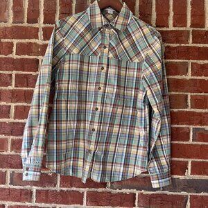Pendleton Plaid Button Up Size S Women Western Brown Multi Colored Cowgirl